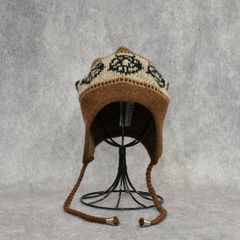 WOOL KNIT FLAP POMPOM BEANIE (CHOCOLATE)｜ポンポンニット帽｜PD25AAC09