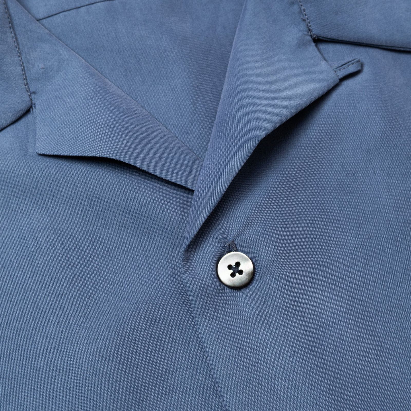 SILKY TOUCH CAL NT LOGO EMBROIDERY SH (BLUE) / オープンカラー半袖シャツ