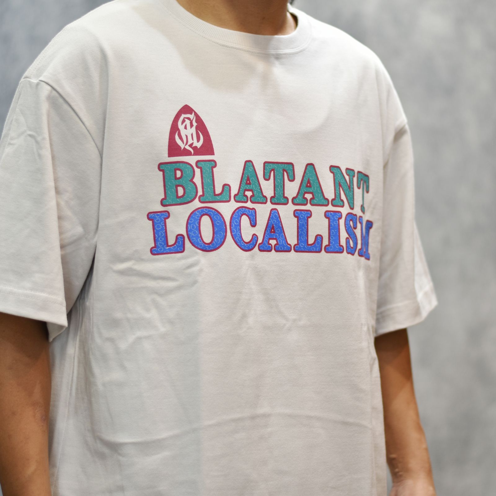 B.L LOGO DROP S/S TEE (GRAY)｜ワイドシルエット プリントTシャツ｜CL-25SS052