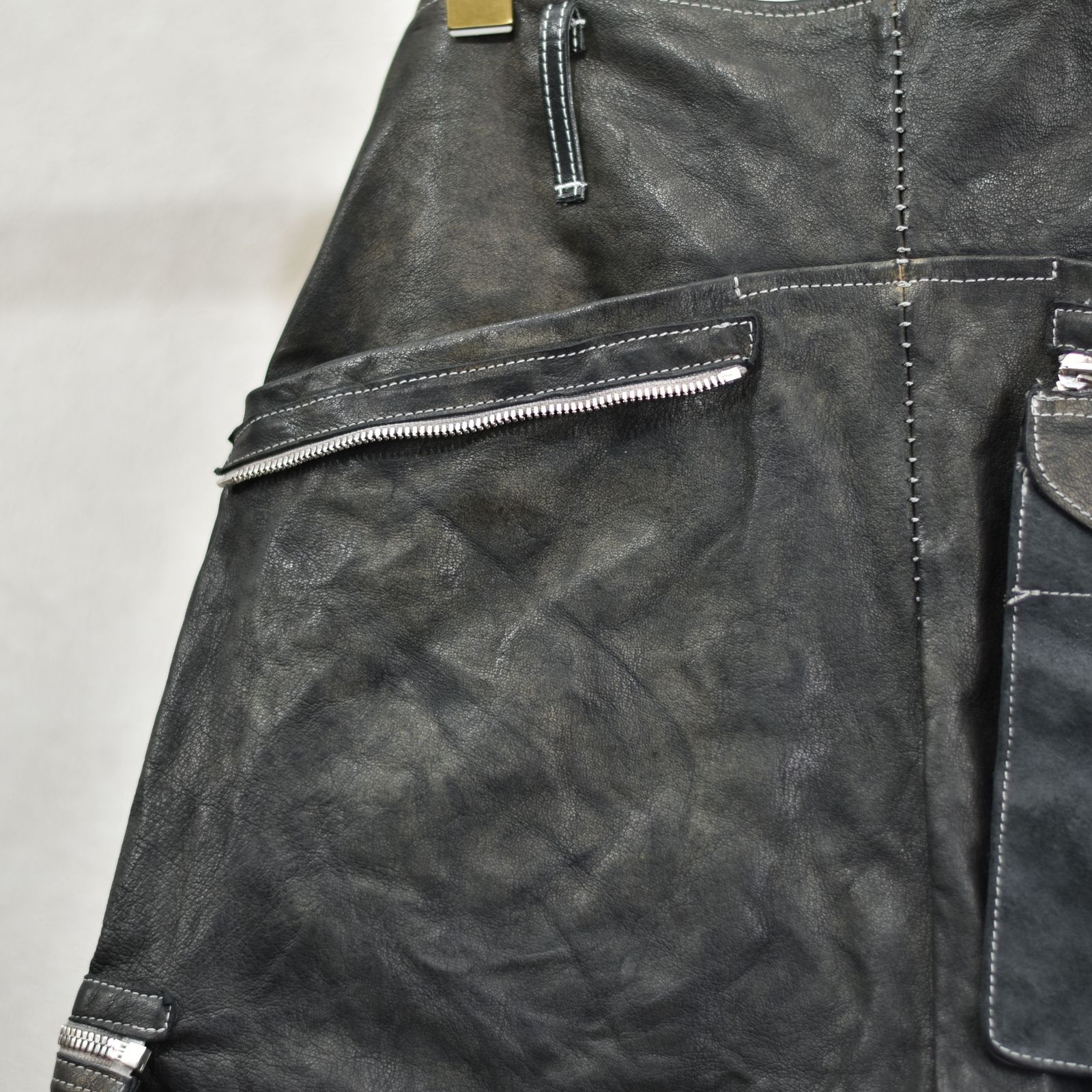 BUFFALO LEATHER PANTS ARMYHALF LINED MP-1 (91N)