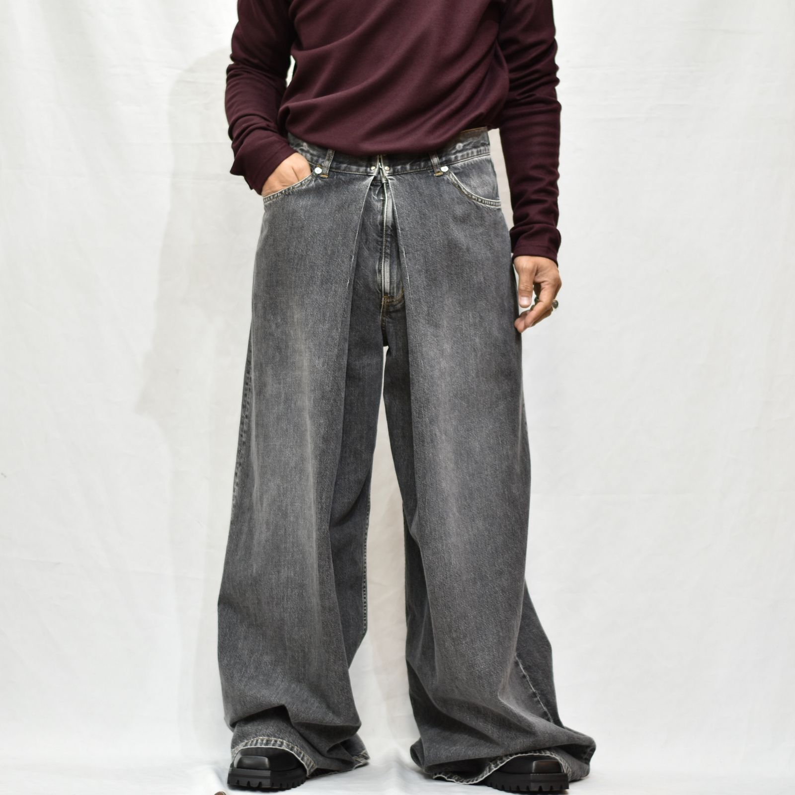 JOHNLAWRENCESULLIVAN - WASHED DENIM SUPER WIDE PANTS ” | chord ...