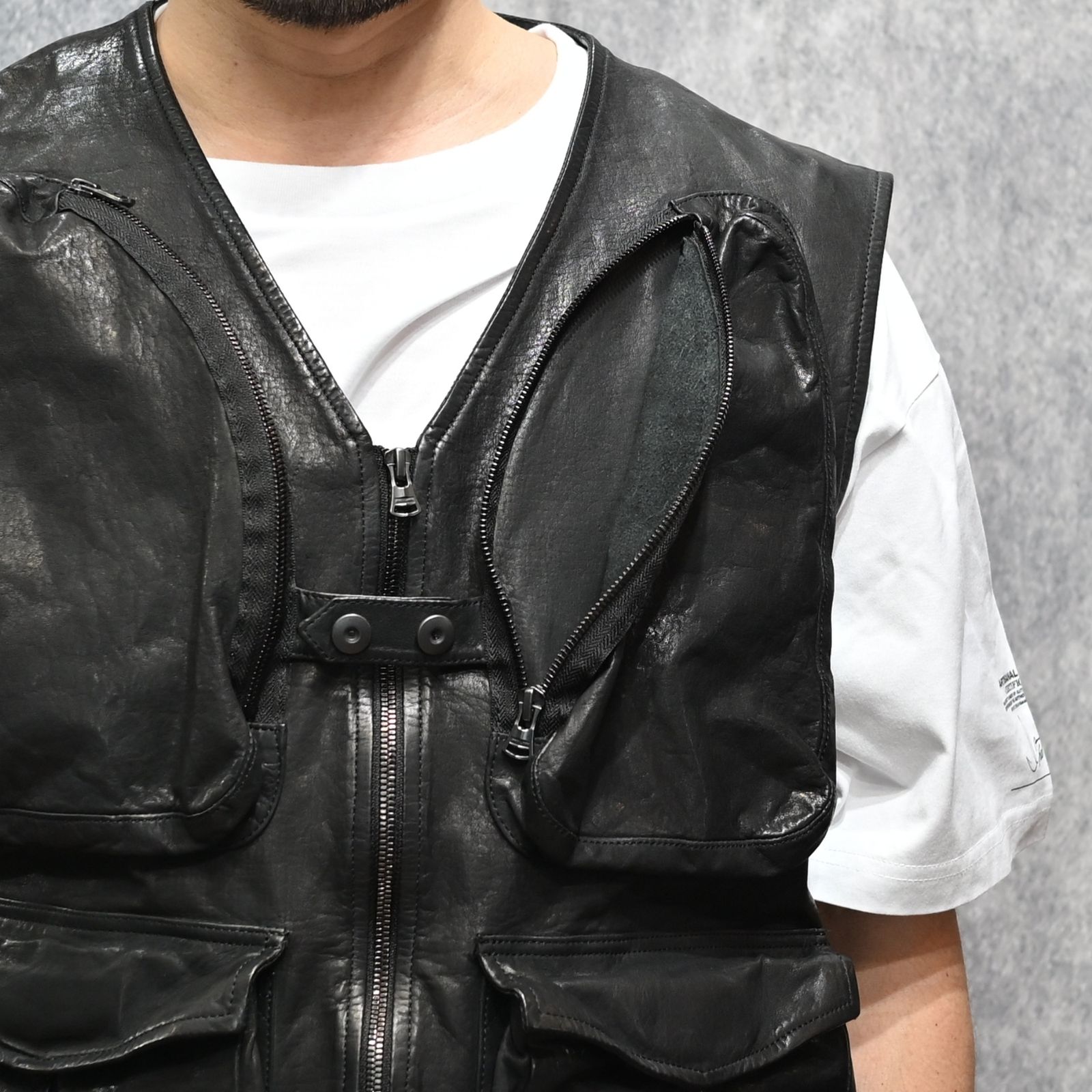ジャパンステア ミモザレザー製品染め フィッシングベスト （BLACK / ブラック） 2192-02