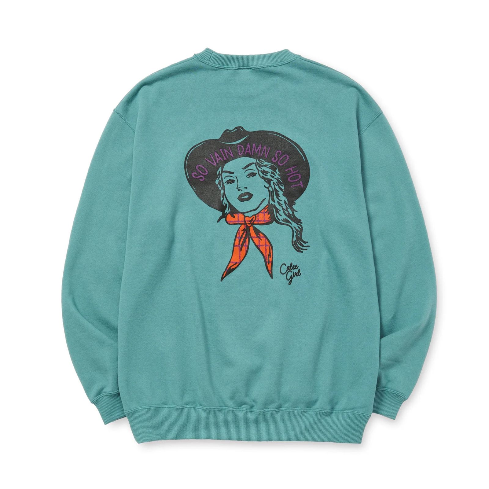 SYNDICATE RETRO WESTERN GIRL CREW NECK SW (TURQUOISE BLUE)｜クルーネック スウェット トレーナー｜CL-25AW029