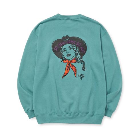 SYNDICATE RETRO WESTERN GIRL CREW NECK SW (TURQUOISE BLUE)｜クルーネック スウェット トレーナー｜CL-25AW029