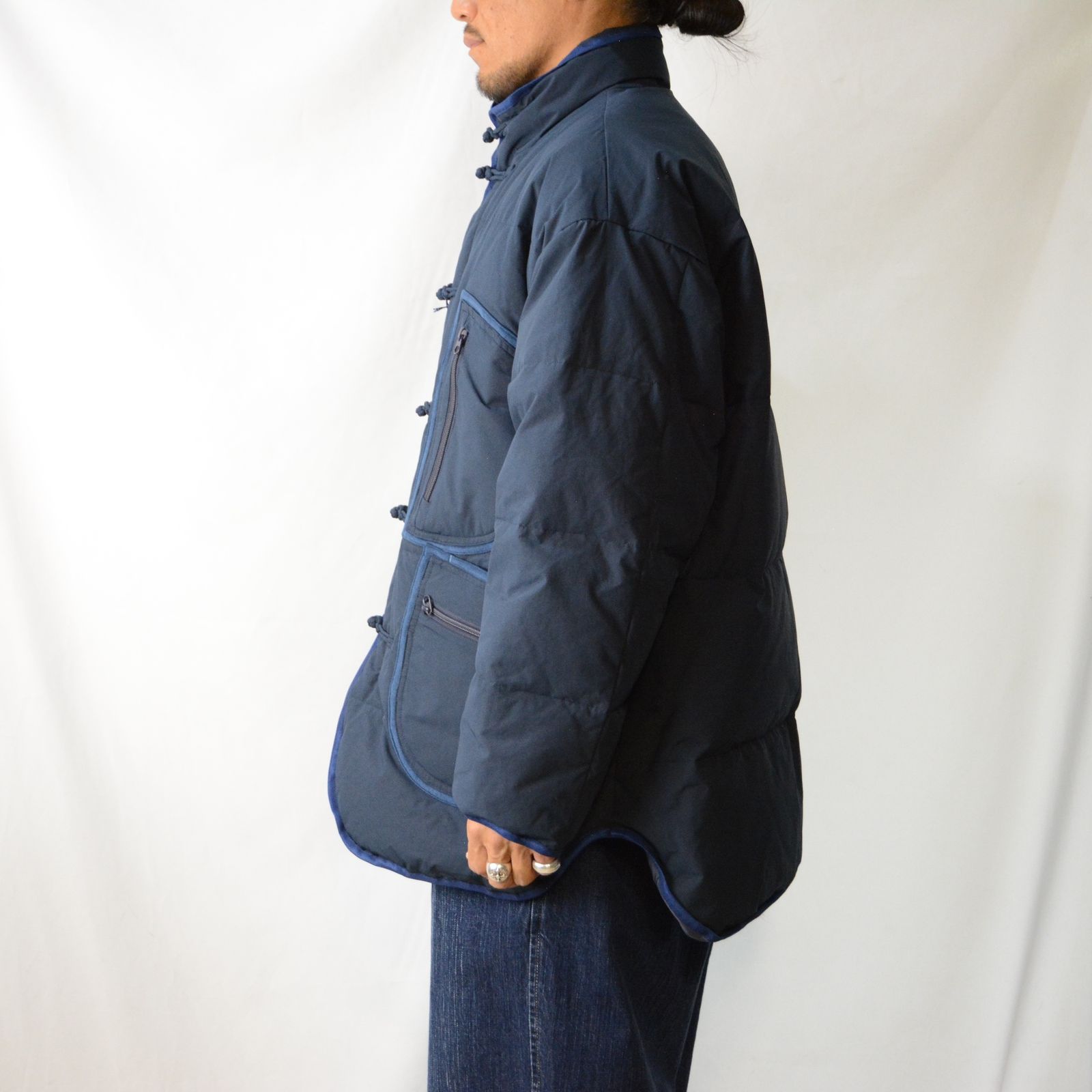 Porter Classic - CHINESE DOWN JACKET (NAVY) - チャイナ ダウン