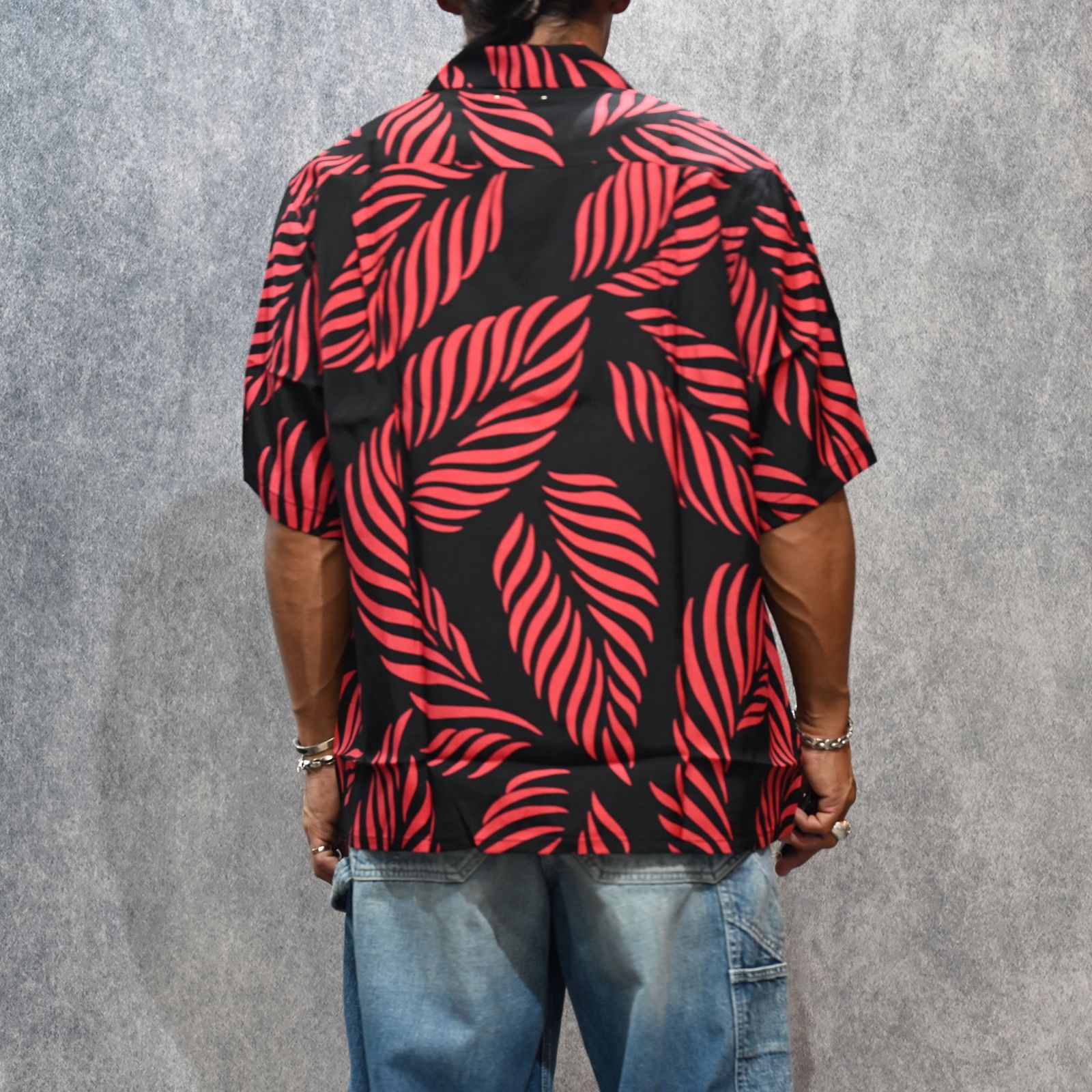 × WACKO MARIA Leaf Motif Hawaiian Shirt （BLACK×RED） / ワコマリア アロハシャツ （ブラック×レッド） 25MND-WM001