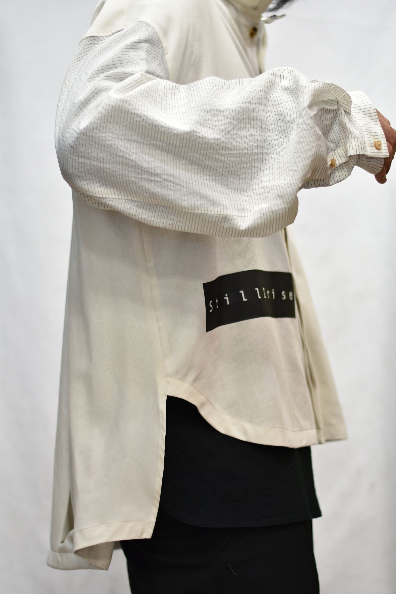 スタンドカラー ルーズシャツ / LB21SS-SH02-CP (ECUR×PIN BORDER)