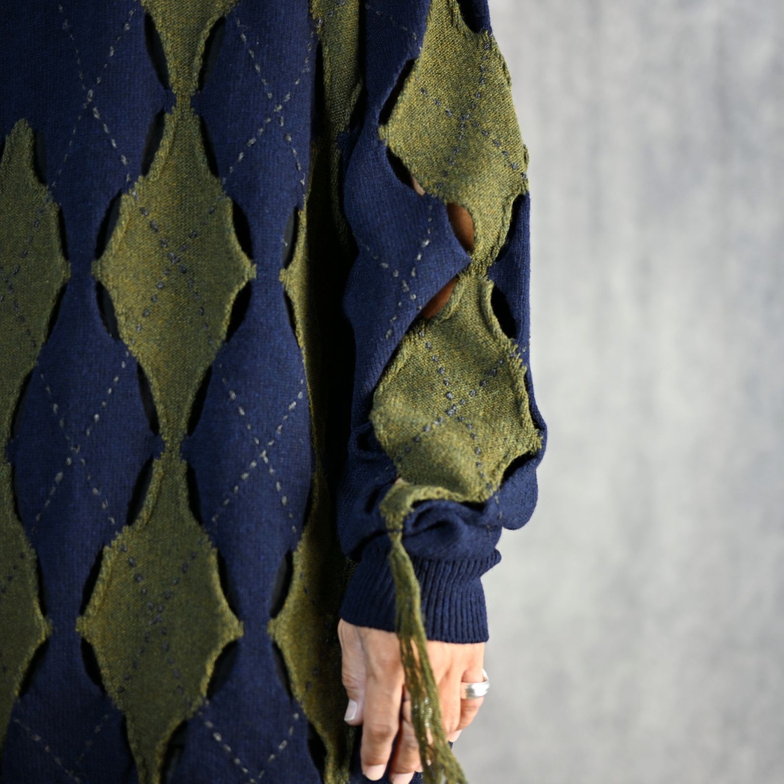 【けー】ビッグアーガイルプルオーバーニット Y's - JERSEY X ARGYLE BIG PULOVER （NAVY） / アーガイル柄