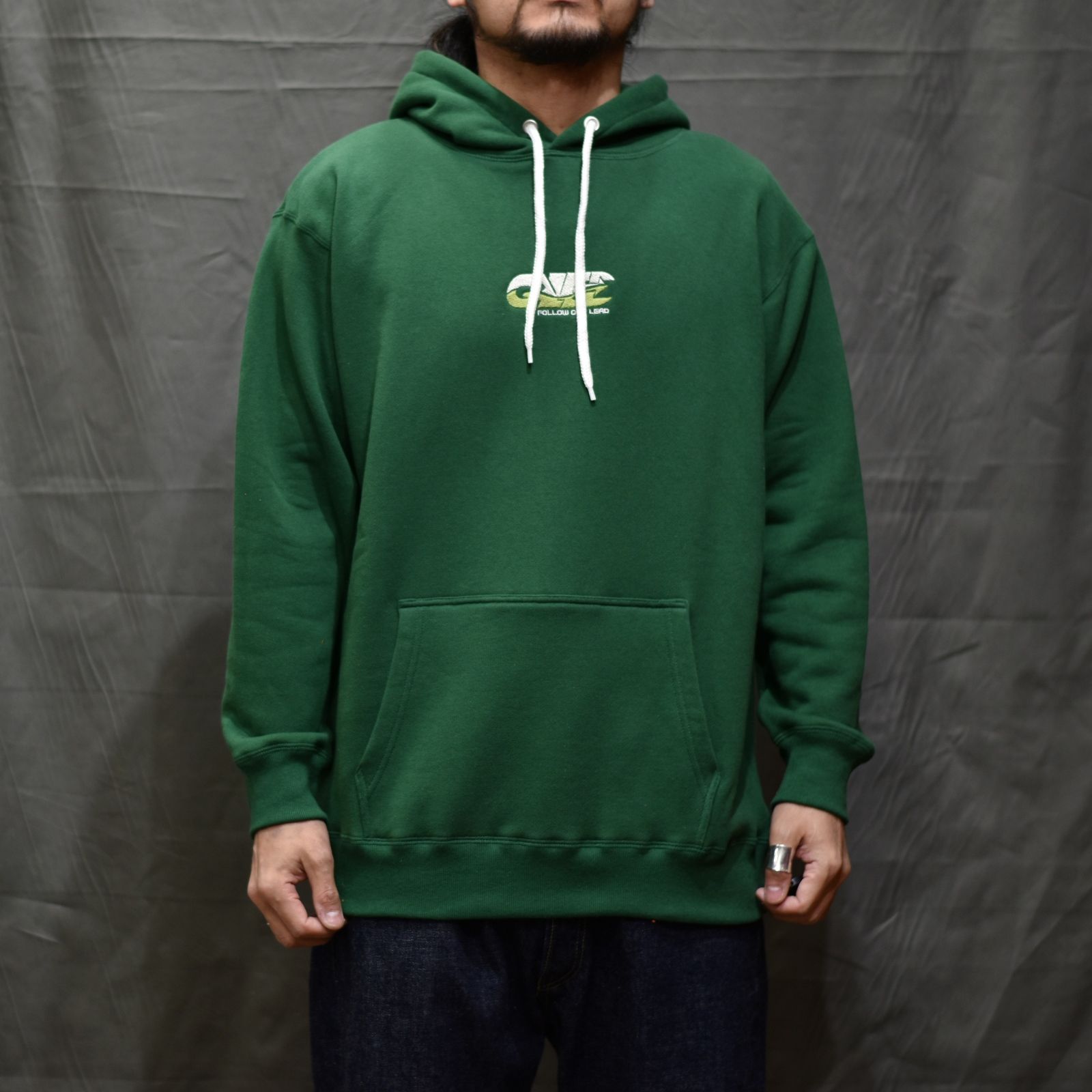 CALEE RC LOGO PULLOVER HOODIE (GREEN)