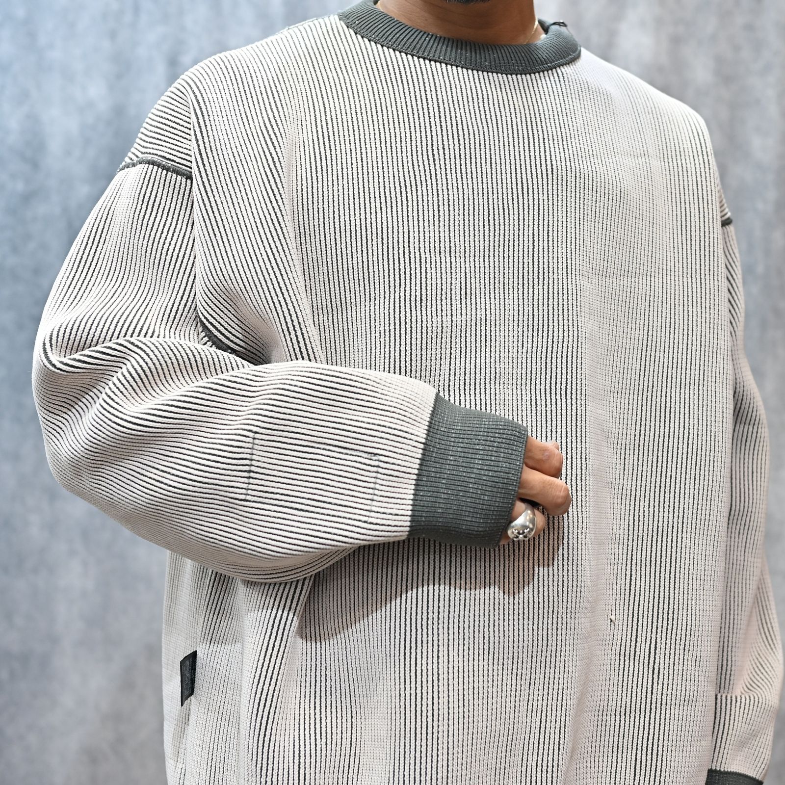 EXCHANGE SERVICE TOPS KNIT （MIX GRAY）｜リバーシブル ニット｜9252-KT02-016