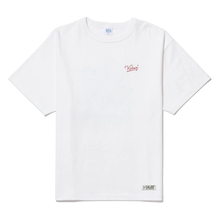 Calee XL ホワイト ボタンアップ Tシャツ CALEE - × KEBOZ STORE LOGO S/S TEE (WHITE) / × ケボズ ストア