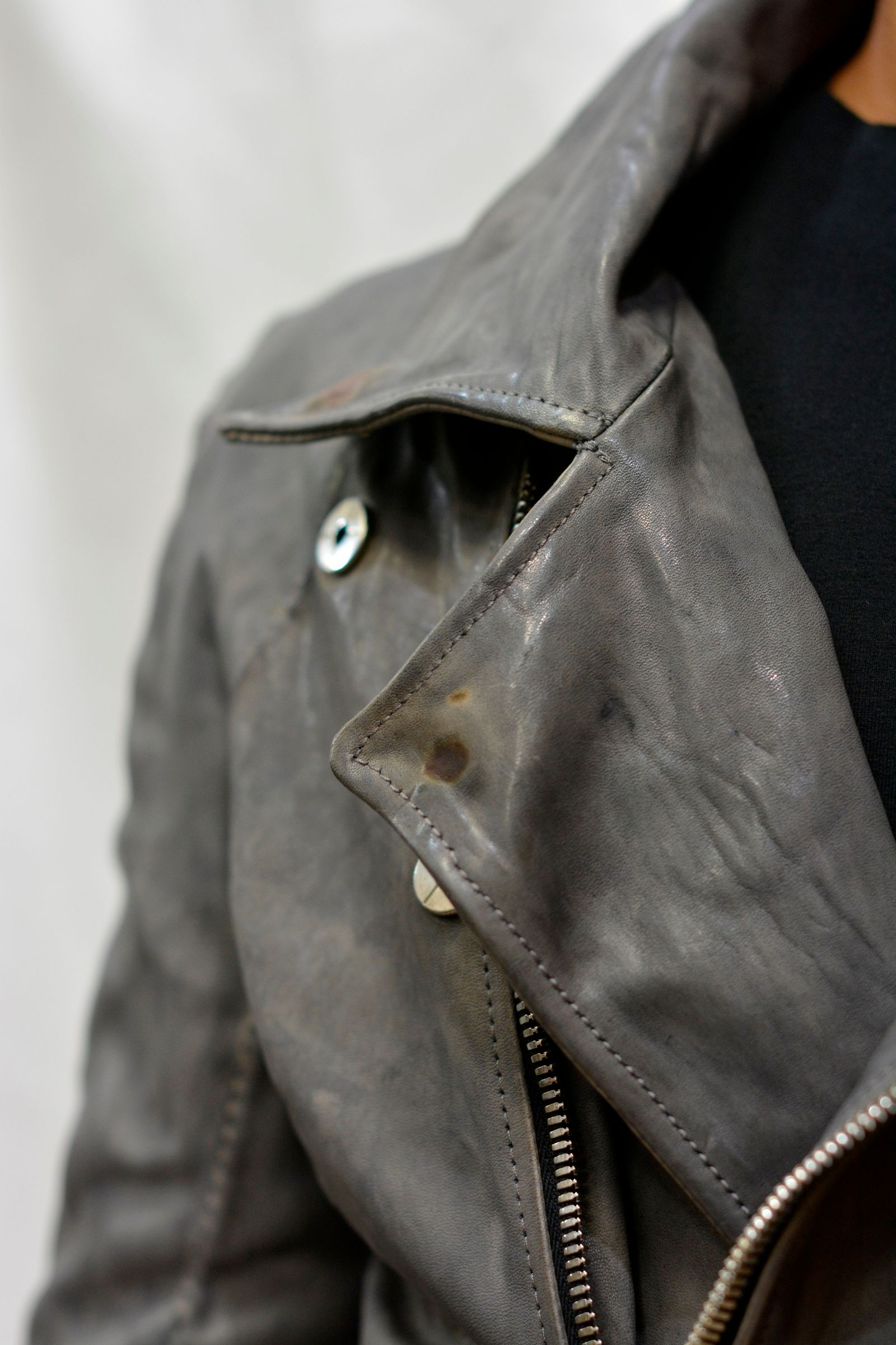 HORSE LEATHER DOUBLE BREAST MOTO DARTS SHOULDER BLOUSON LINED JB-3
