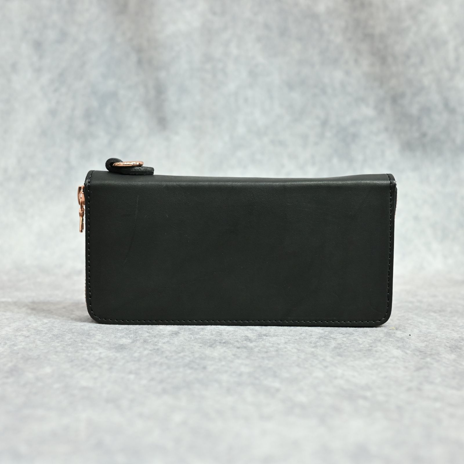 ダブルショルダー製品染め ラウンドウォレット / 財布 （BLACK）｜318-29