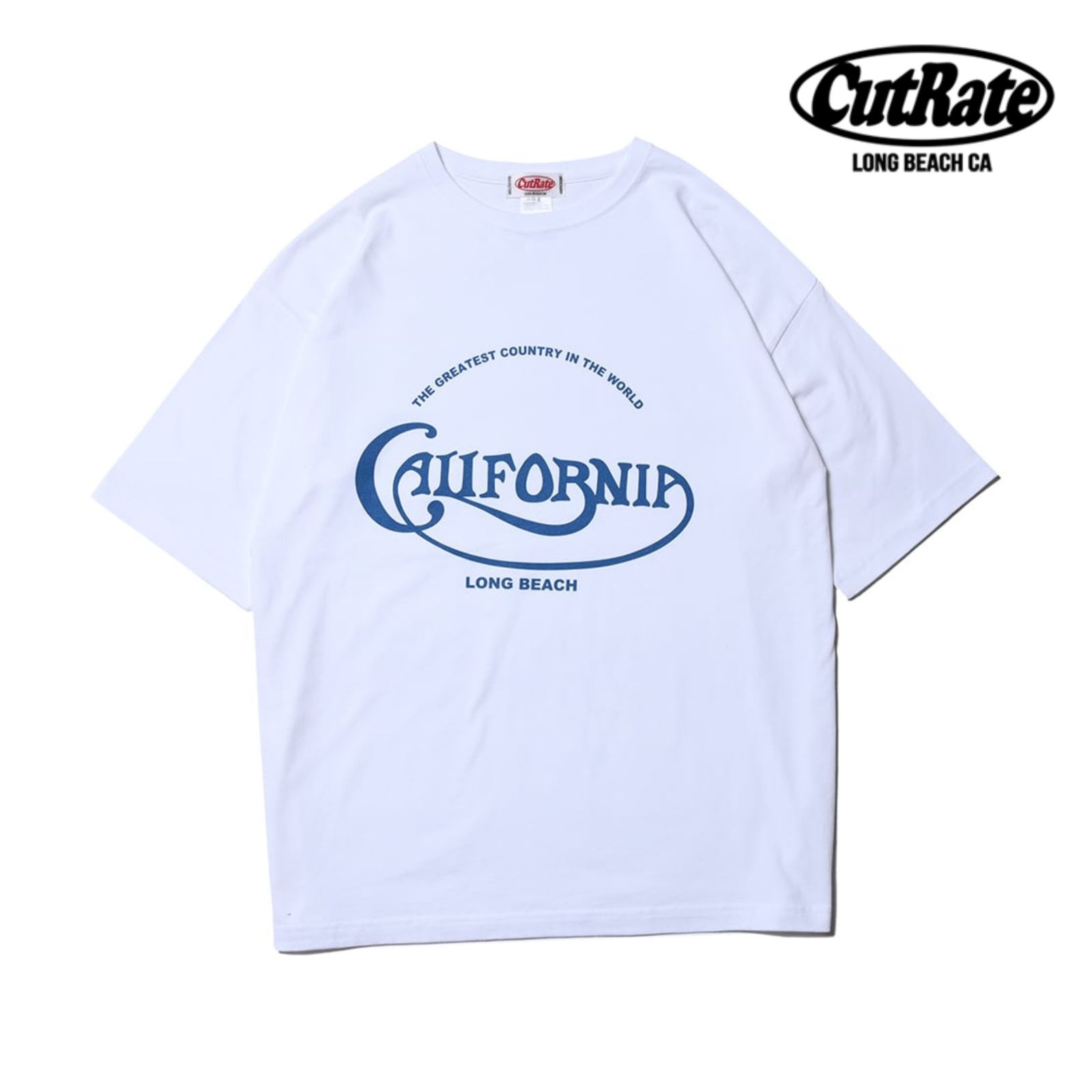 CUTRATE CALIF LOGO DROP SHOULDER S/S -T-SHIRT (WHITE) / ドロップショルダー プリントTシャツ
