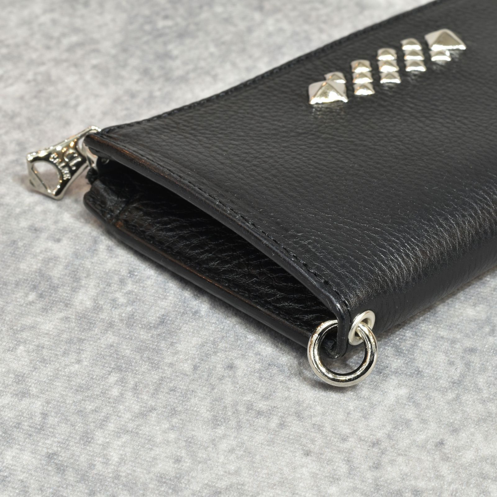 STUDS LEATHER ZIP MULTI LONG WALLET (BLACK)｜スタッズレザー ジップマルチウォレット 長財布｜CL-26SS014LE
