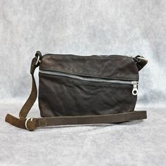ジャパンダブルショルダー フルタンニン製品染め ショルダーバッグ （KHAKI） / 92-29