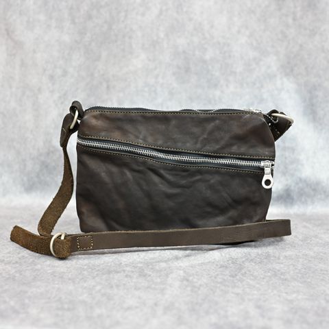 ジャパンダブルショルダー フルタンニン製品染め ショルダーバッグ （KHAKI） / 92-29