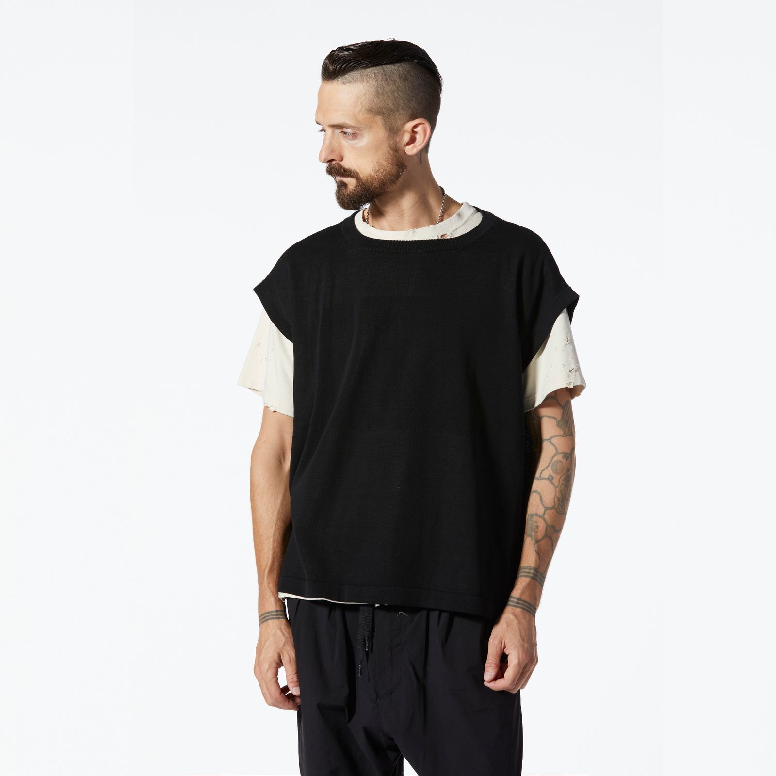 コットンニット ノースリーブ （BLACK）