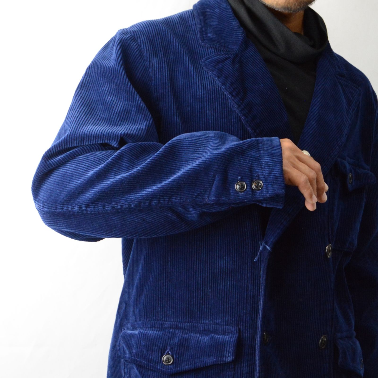 Porter Classic - CORDUROY DOUBLE TAILORED JACKET (BLUE