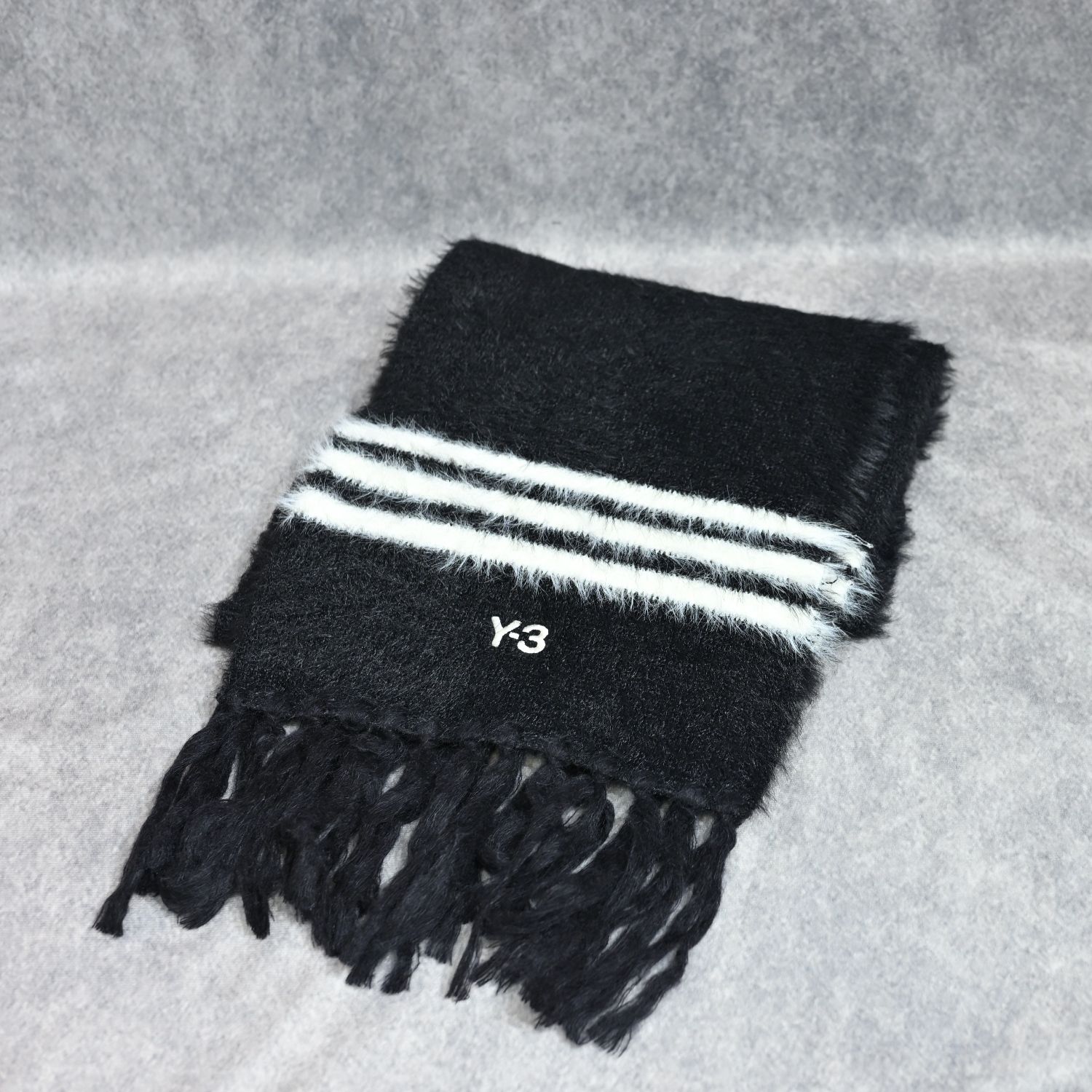 Y-3 STRIPES SCARF （BLACK） / ニット スカーフ マフラー （ブラック）｜KS8164