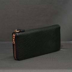 ダブルショルダー製品染め ラウンド財布 （BLACK）