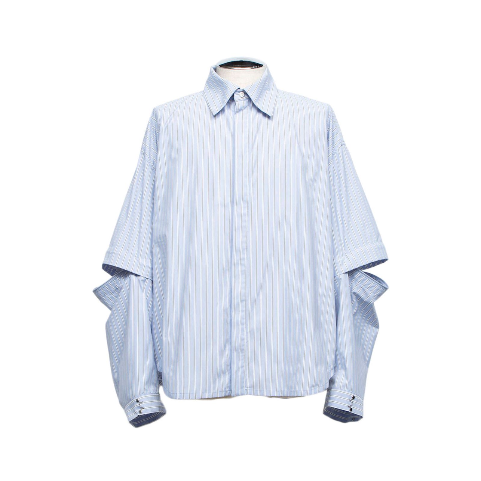 デタッチャブルスリーブホックカフスシャツ (SAX STRIPE)｜LB26SS-SH11-FTS