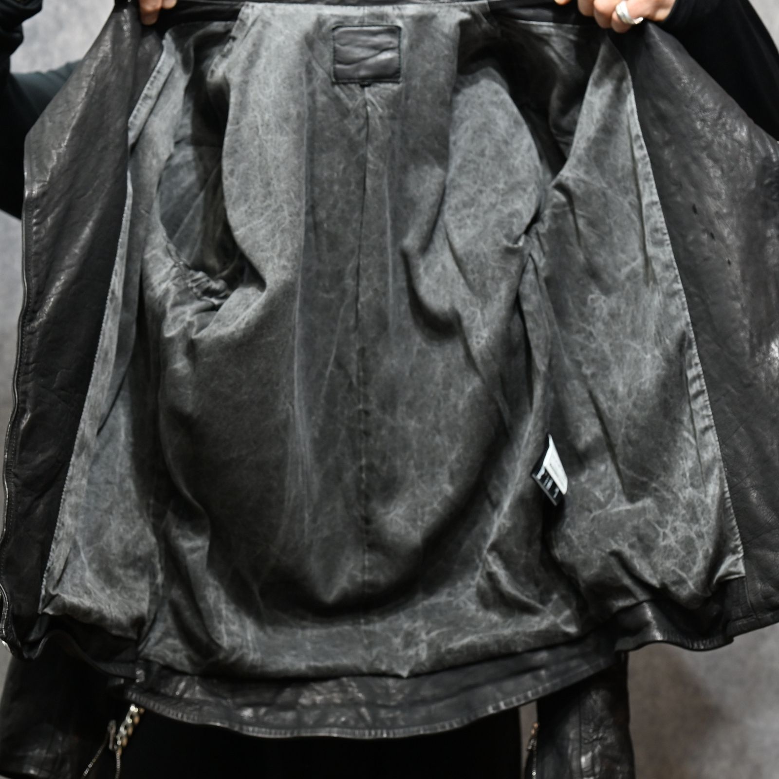 ジャパンカーフ タンニン鞣し 製品染め加工 ダブルライダース （BLACK /ブラック） 1927-01