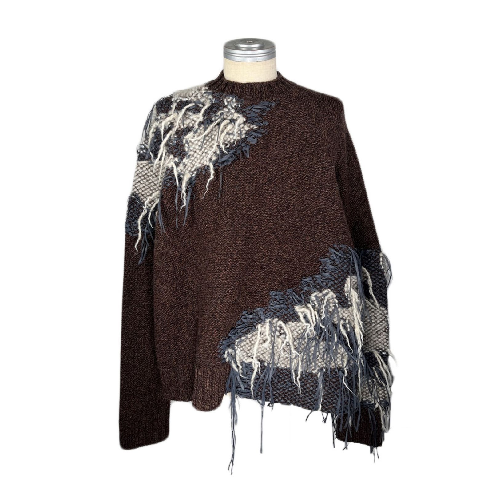 クロップドインターシャセーター / LB23AW-KN01-TRD-DA (BROWN)