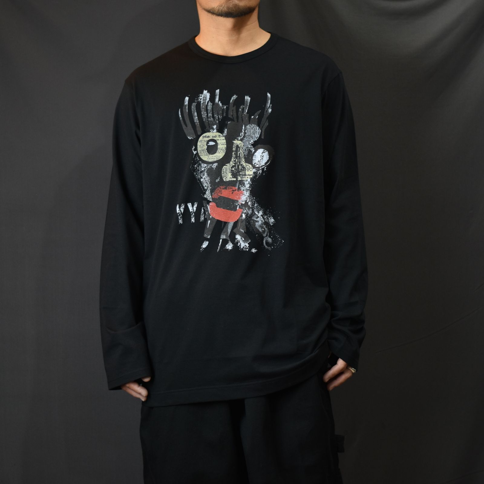 30/- COMBED SINGLE JERSEY PT LONG SLEEVE (BLACK) / プリント ロングスリーブ （ブラック）