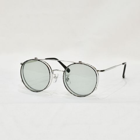 FLIP UP TYPE CIRCLE METAL GLASSES (SILVER.GREEN) / フリップアップタイプ サークルメタル グラシズ
