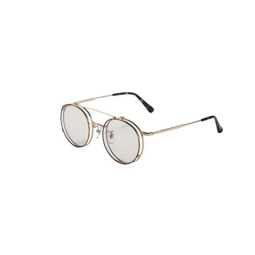 FLIP UP TYPE CIRCLE METAL GLASSES (GOLD.BROWN) / フリップアップタイプ サークルメタル グラシズ