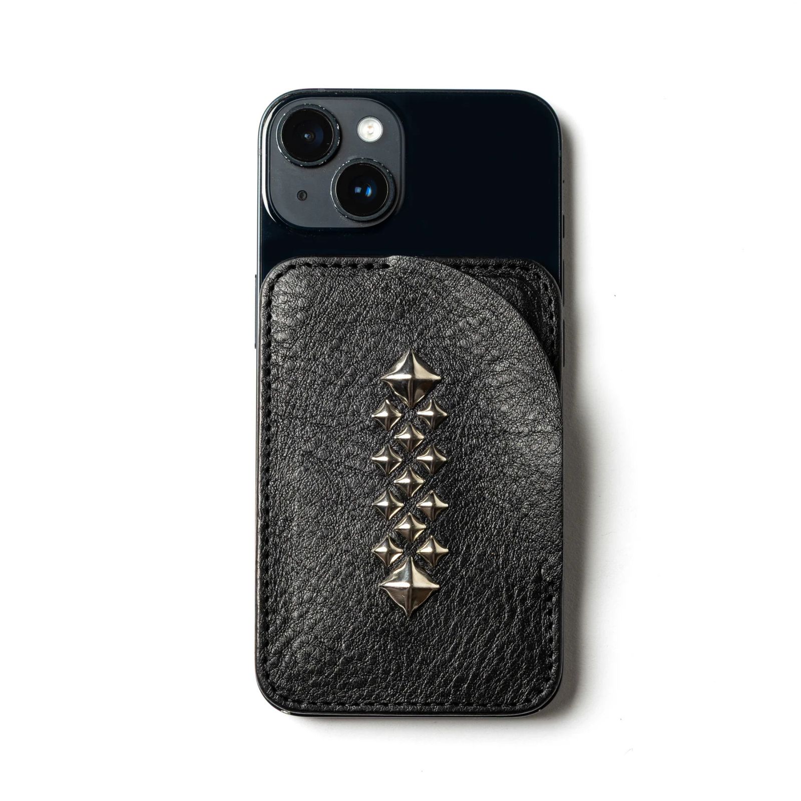 STUDS LEATHER CARD CASE ＜Magsafe＞ (BLACK)｜スタッズレザー カードケース ＜マグセーフ対応＞｜CL-26AWLE010