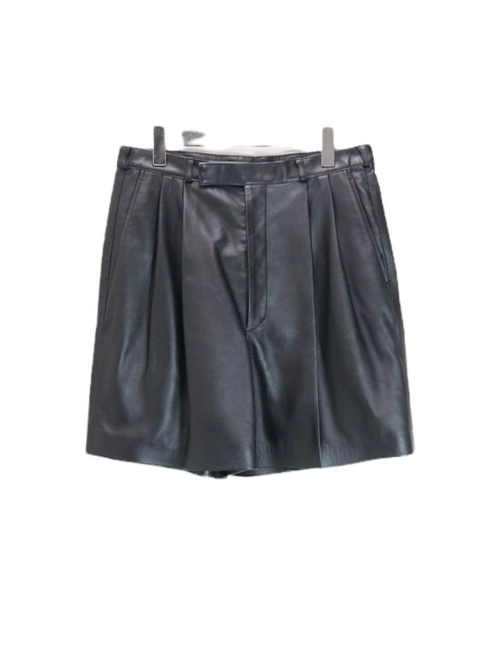 Leather tuck shorts