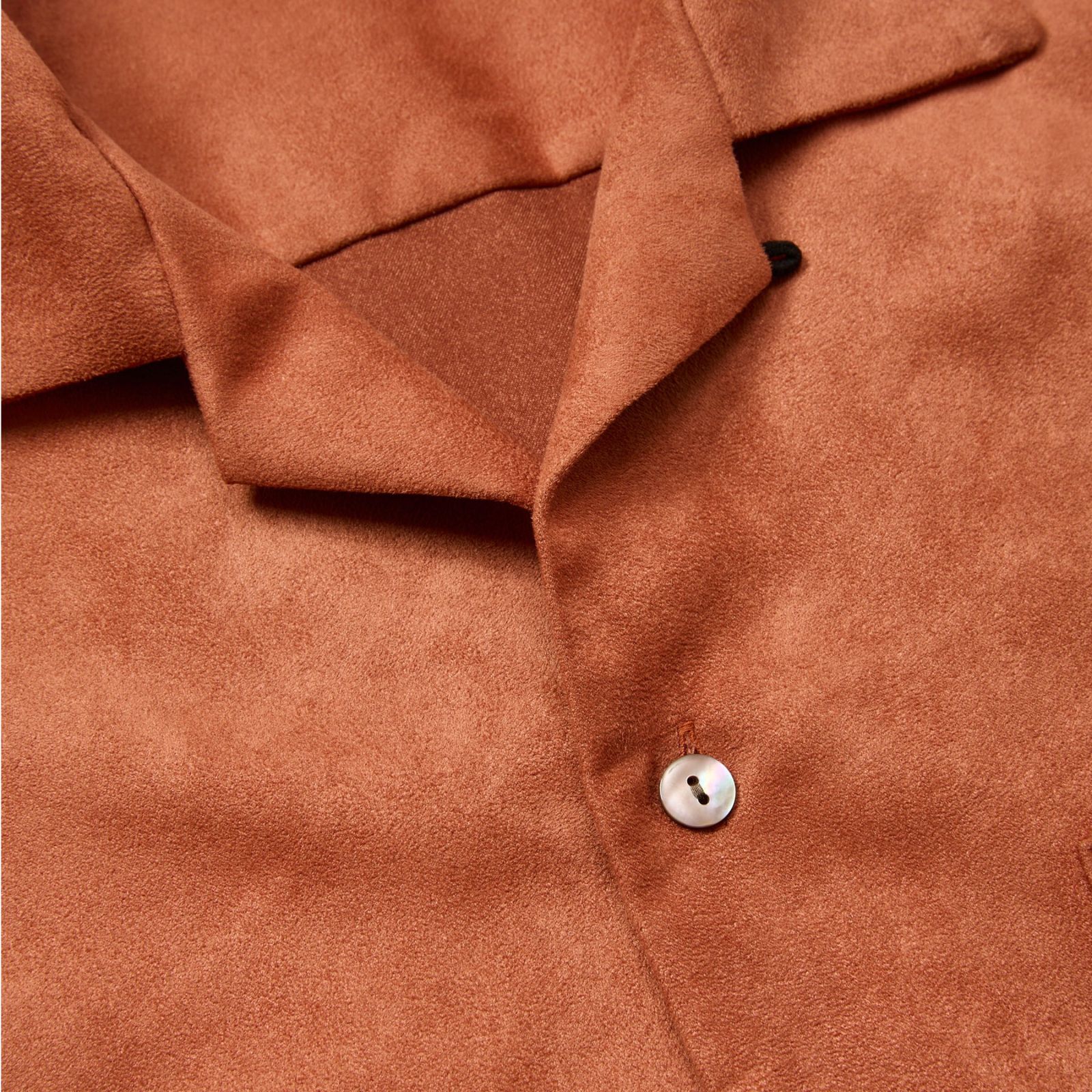 FAUX SUEDE SH (ORANGE)｜フェイクスエード オープンカラー 長袖シャツ｜CL-25AW007