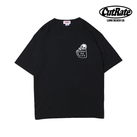 SKULLS COFFEE LOGO DROPSHOULDER S/S T-SHIRT (BLACK) / ドロップショルダー プリントTシャツ