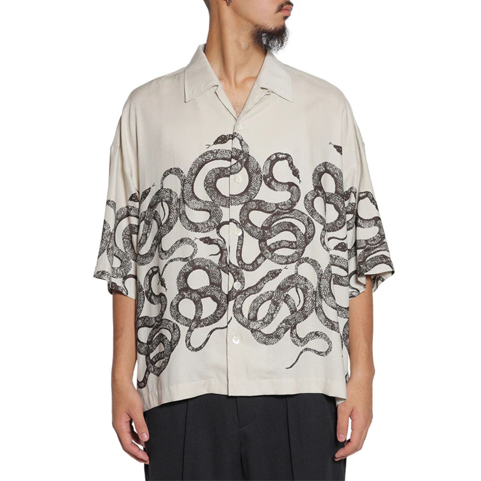 5 SLEEVES DROP SHOULDER SH (IVORY) / 5分袖 ドロップショルダー オープンカラーシャツ