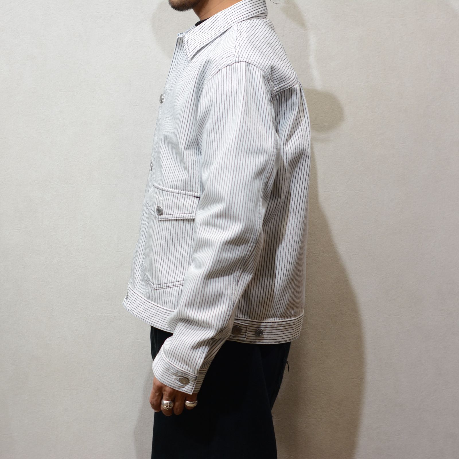 Hickory Print Denim Trucker JKT