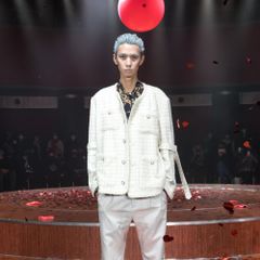 MIXED TWEED BONDAGE NO COLLAR JKT (IVORY) / ミックスツイード ボンデージ ノーカラージャケット