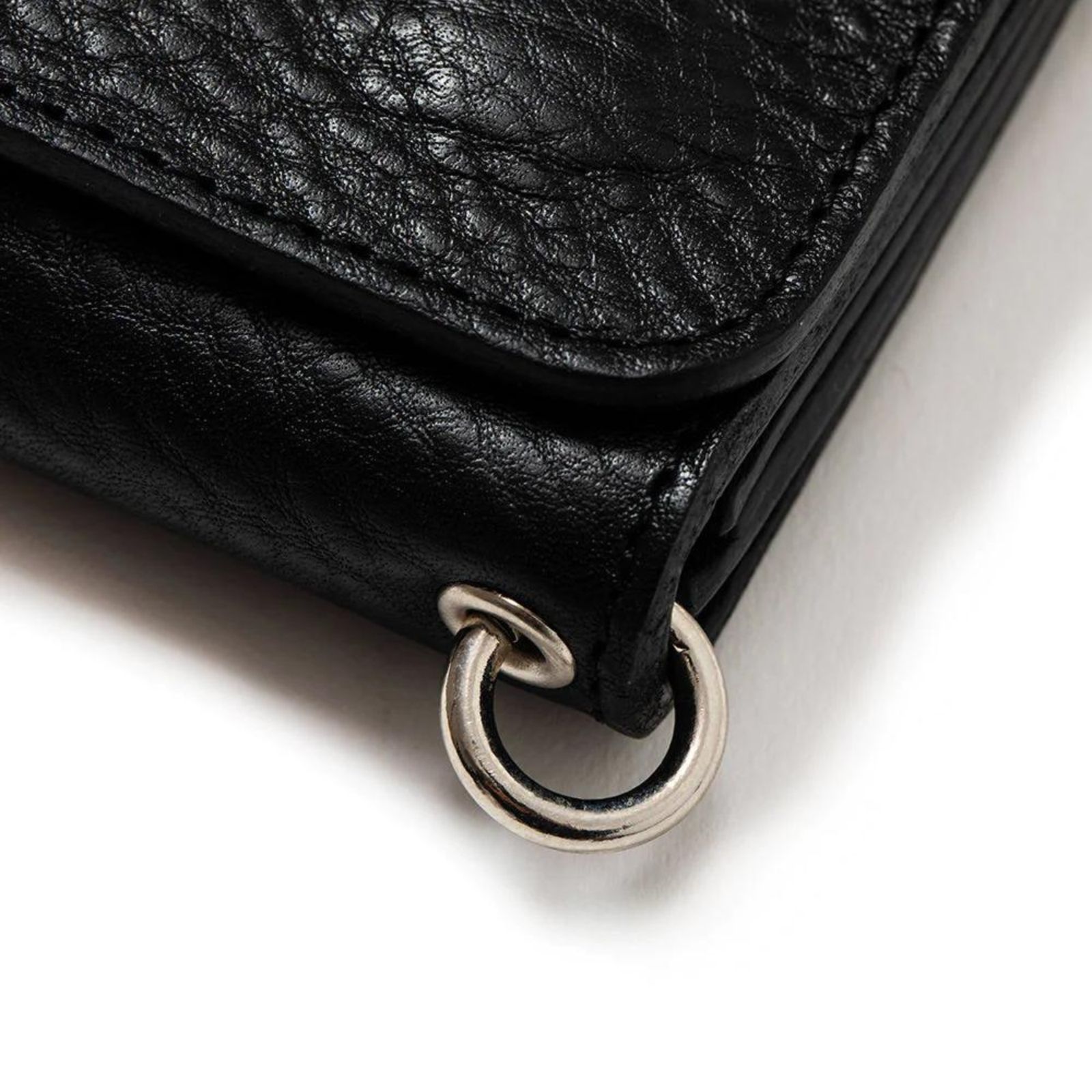 STUDS LEATHER FLAP HALF WALLET (BLACK) / スタッズレザー フラップハーフウォレット 三つ折り財布