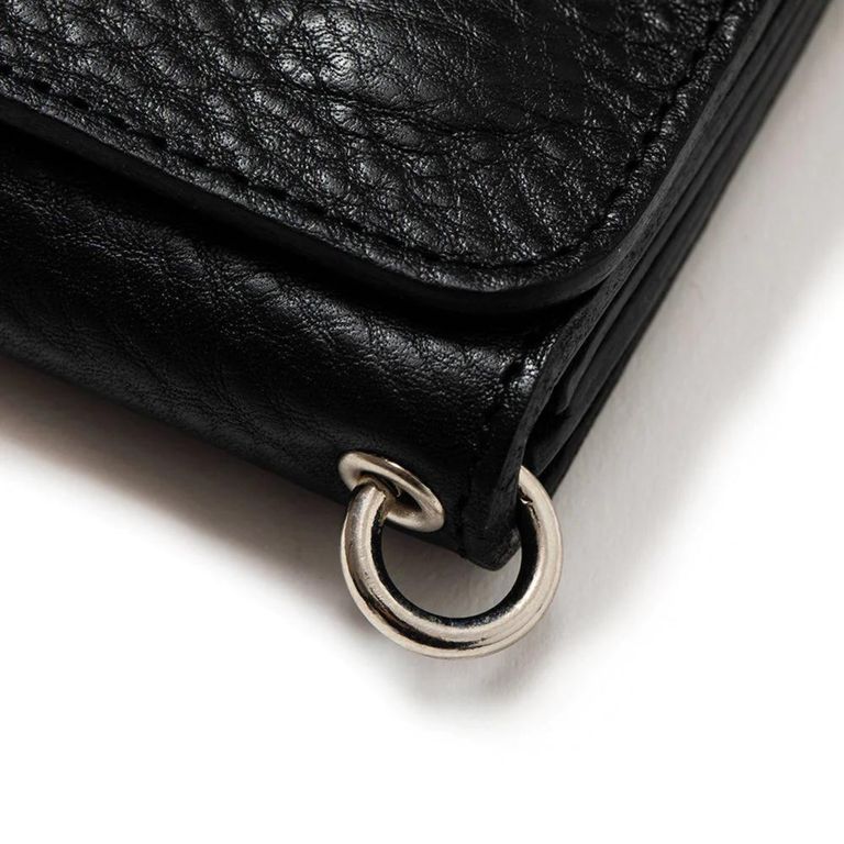 CALEE - STUDS LEATHER FLAP HALF WALLET (BLACK) / スタッズレザー