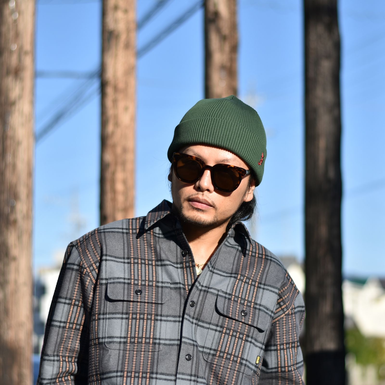 CAL Logo embroidery cotton knit cap (Green) / ロゴ刺繍 コットンニットキャップ