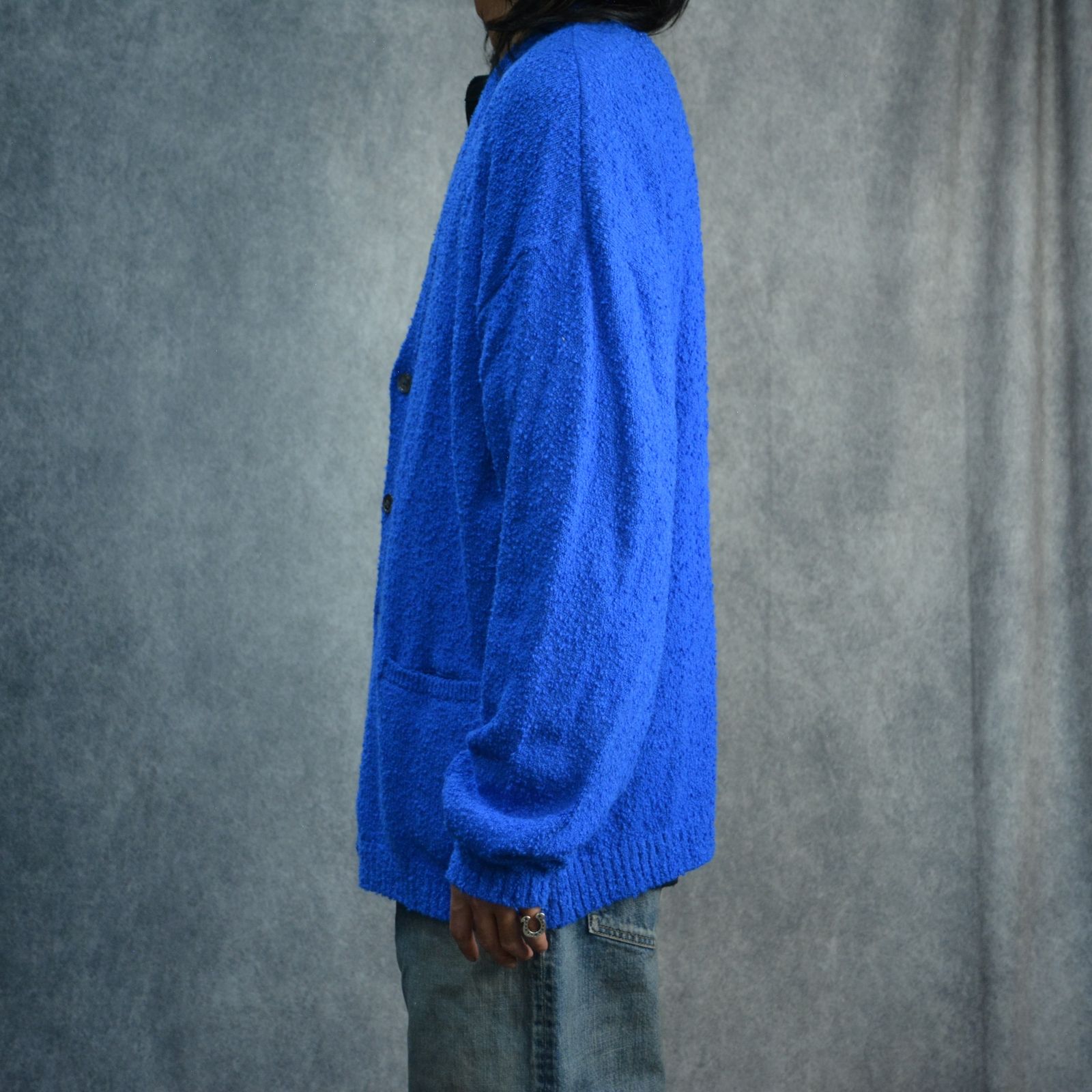 Grainy Cotton Knit Cardigan （BLU） / コットン カーディガン （ブルー）