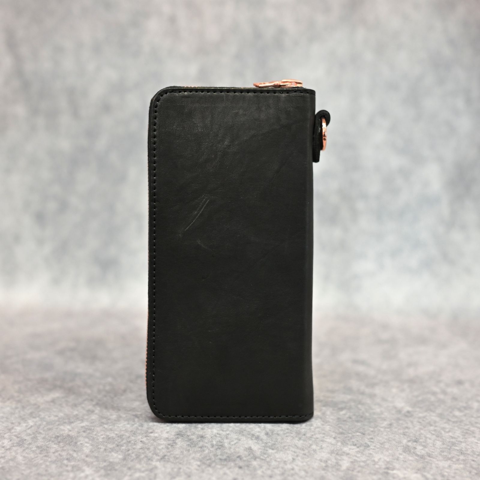 ダブルショルダー製品染め ラウンドウォレット / 財布 （BLACK）｜318-29