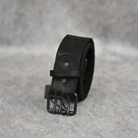 ダブルショルダーレザー製品染め スリーピンベルト （BLACK / ブラック） 318-04