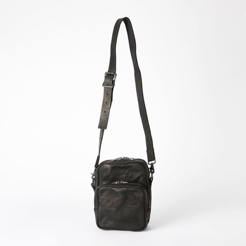 ダブルショルダー製品染め W ZIP ショルダーバッグ （BLACK）｜92-32