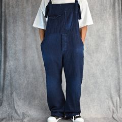 SASHIKO STRIPE OVERALL  (BLUE) / サシコストライプ オーバーオール （ブルー） PC-059-3190-40