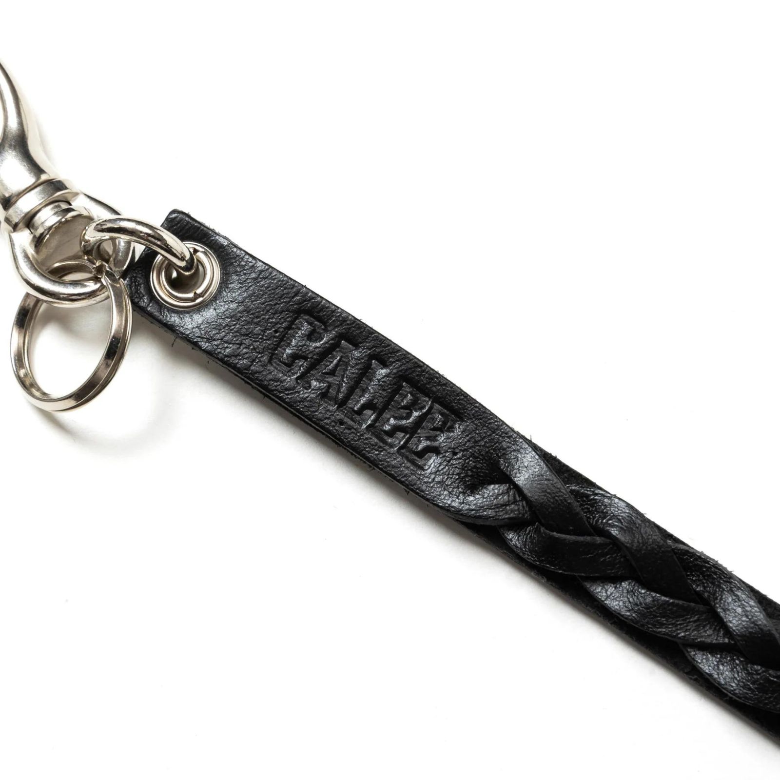 STUDS & KNITTING LEATHER SHORT KEY RING (BLACK) / スタッズ ＆ 編み込み ショート キーリング