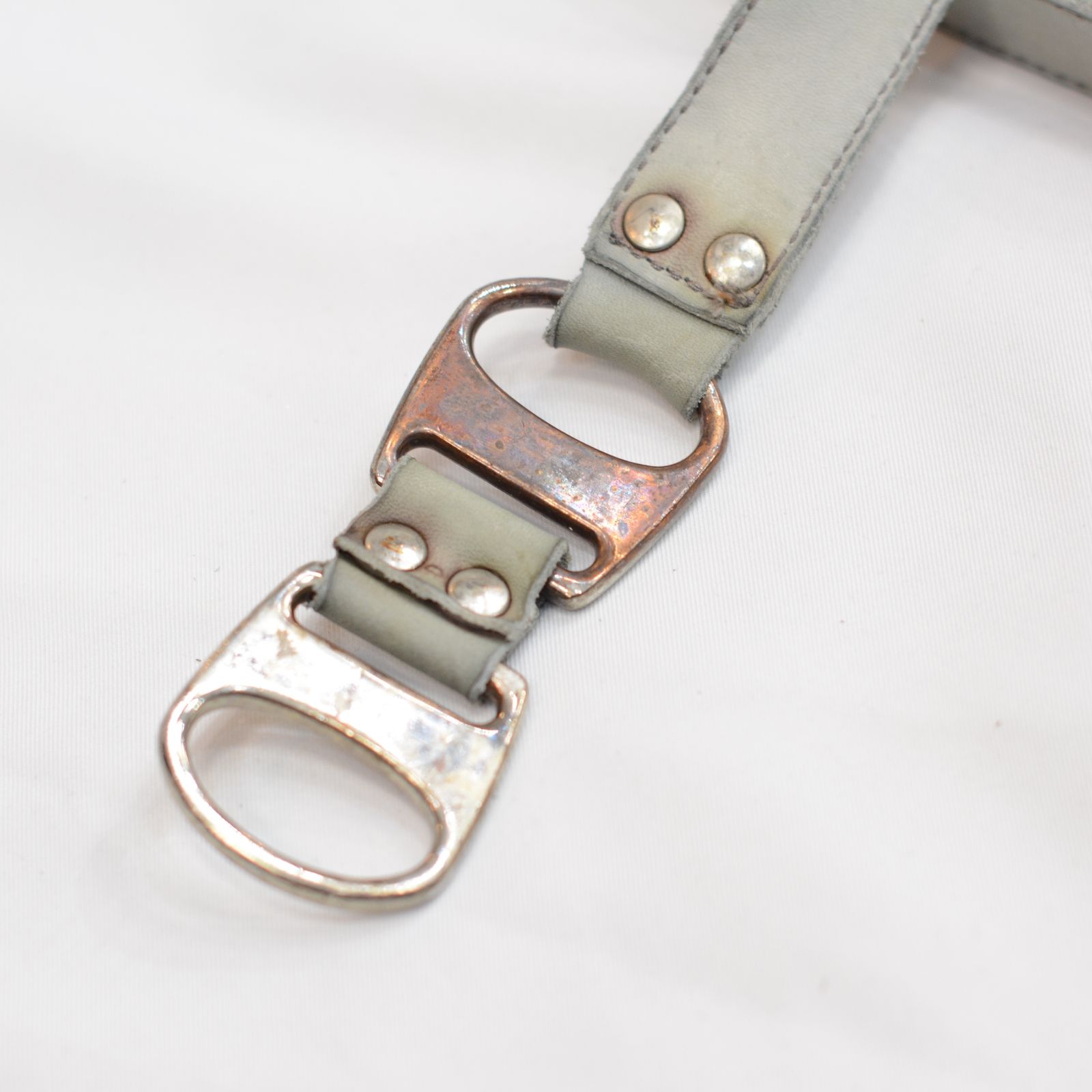 HORSE WHITE LEATHER BELT D-RING