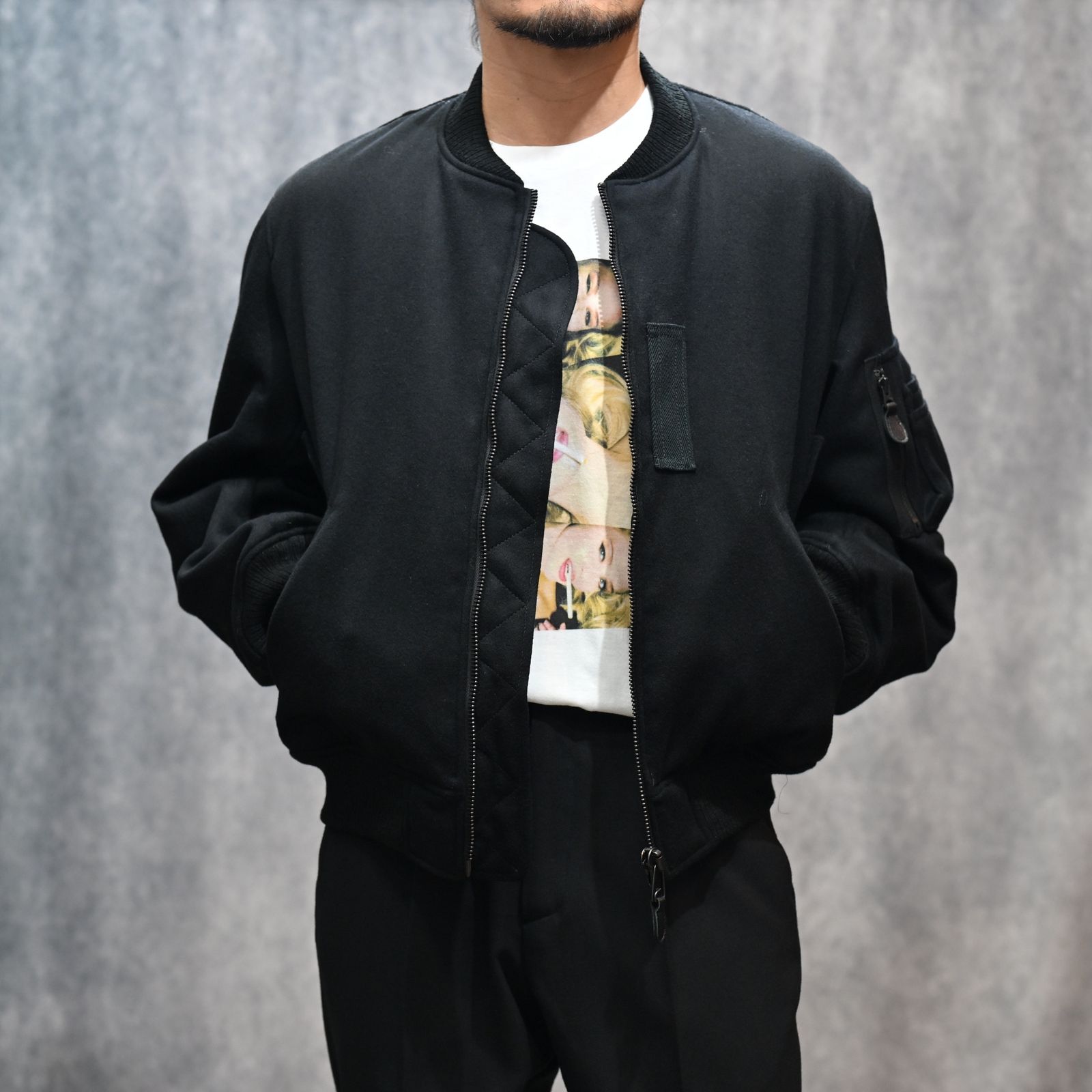 Wool Meiton Bomber JKT （BLK）｜ウールメルトン ボンバージャケット フライトジャケット｜2511-9001