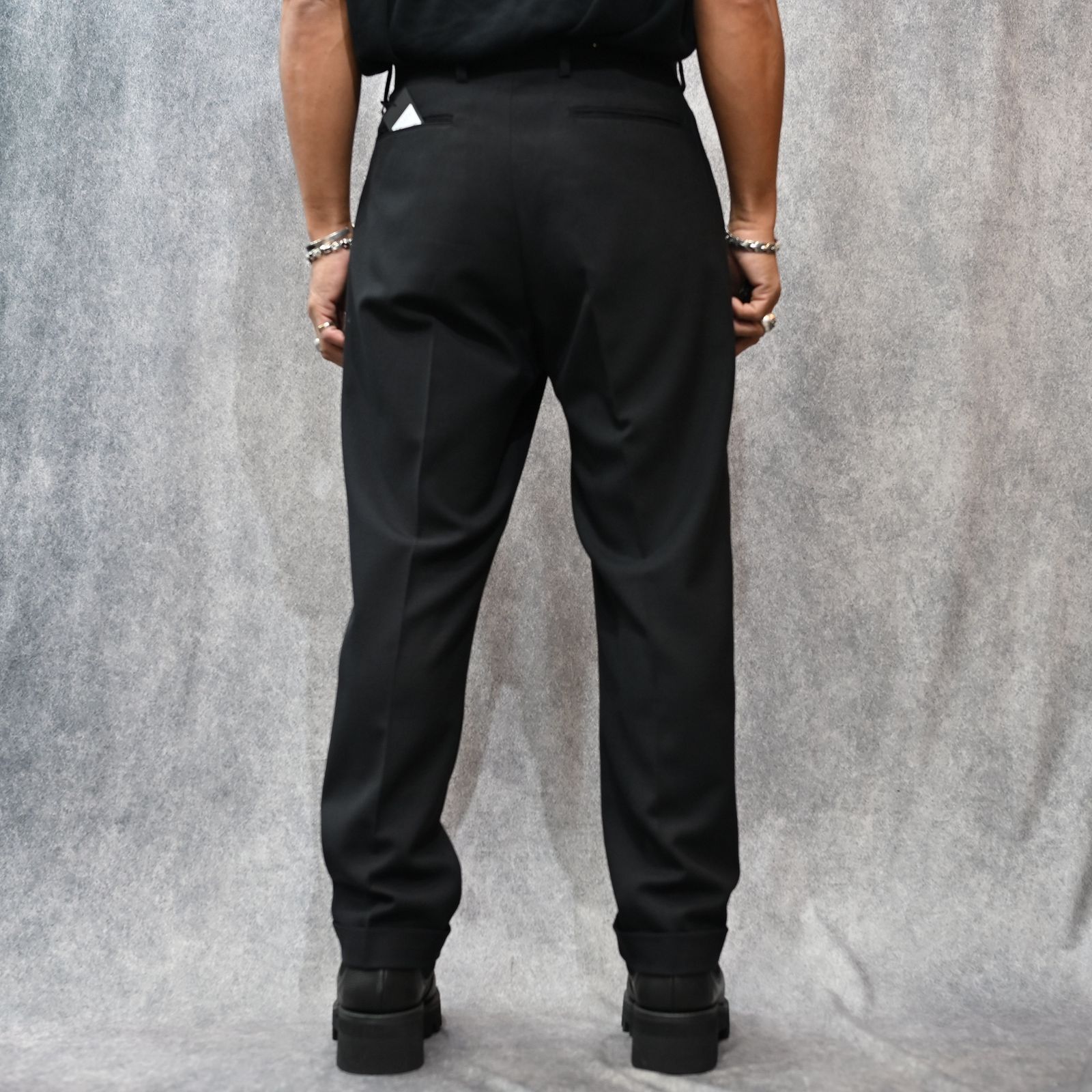 PE.Wool Tapered TRS （BLK）｜ワンタックテーパードスラックス｜2510-7001